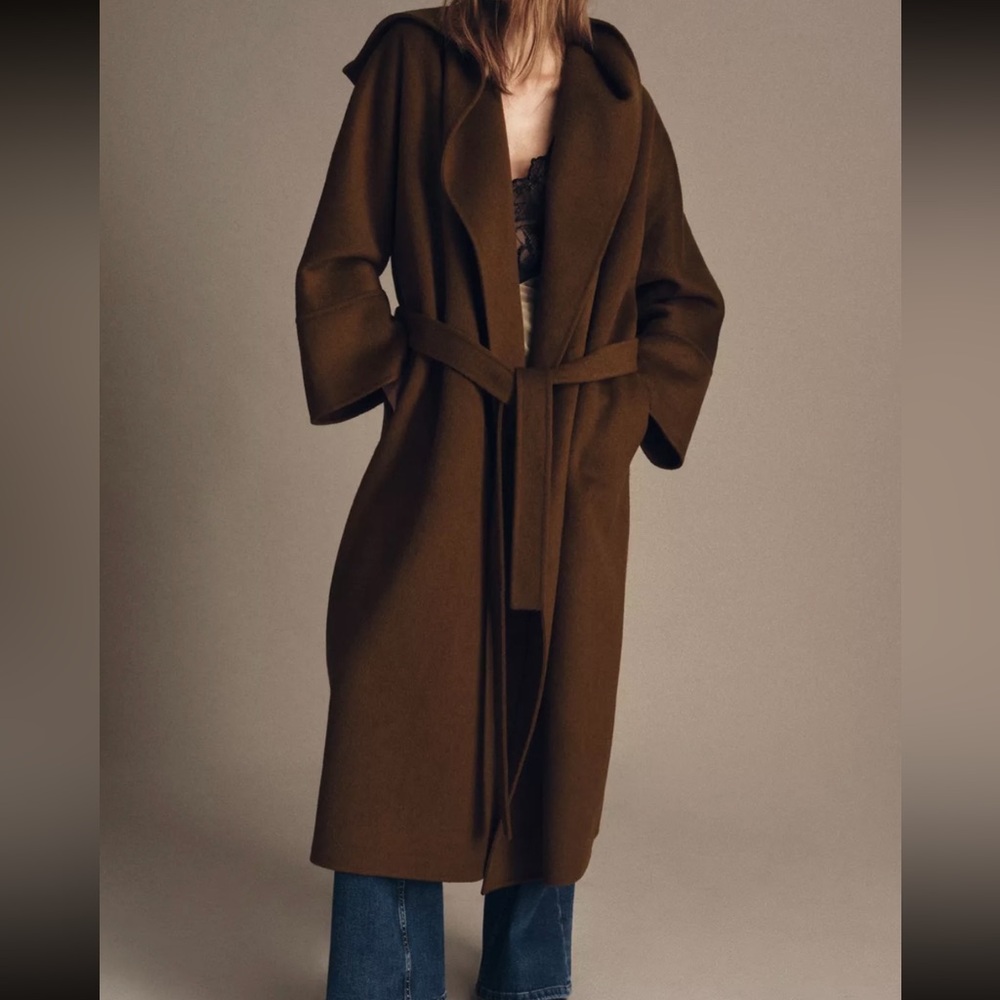 Zara ZW collection limited edition long belted wool coat